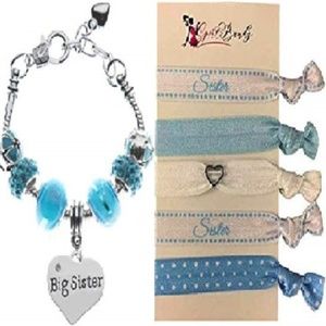 Big Little Sister Bracelet and Hair Tie Set Blue 5